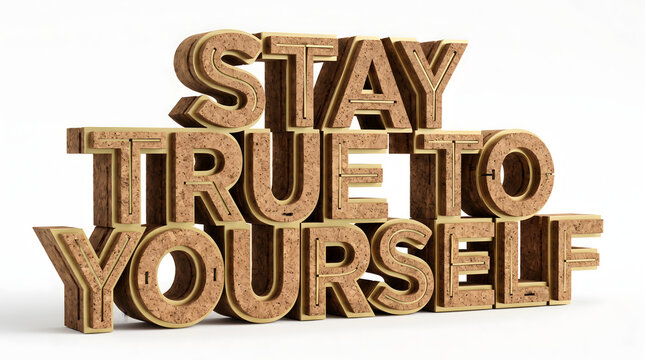 Stay True To Yourself Cork Brass Typography