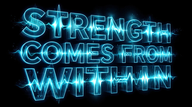 Strength Comes From Within Quantum Wave Text