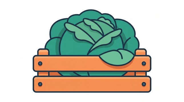 Vegetables in a wooden crate flat vektor illustration