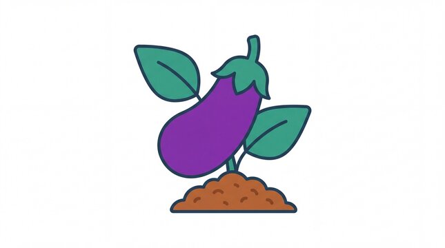 Vegetables eggplant plant growing in soil illustration vektor