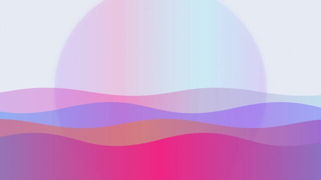 Abstract pastel wave lines animation with glowing iridescent sun circle background, flowing colorful gradient wavy liquid motion graphic for web hero and UI design
