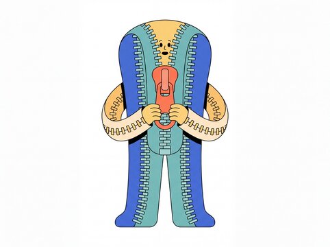 Whimsical Zipper Character Illustration