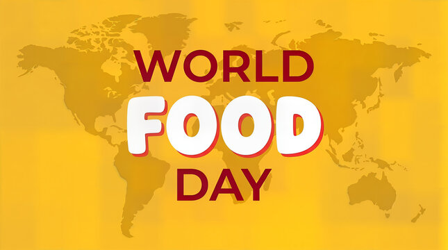 World food day typography banner on yellow world map background with text design
