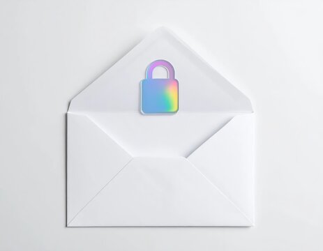 Security Symbol on White Envelope with Colorful Lock Design for Privacy and Confidentiality