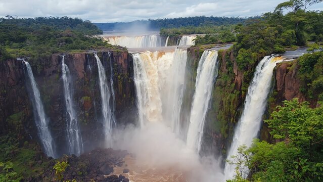 Multiple cascades of Iguazu Falls gorge