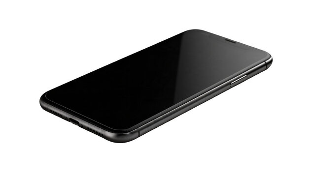 Sleek black smartphone with dark screen and metallic frame