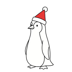 Obraz premium Penguin wearing a Santa hat