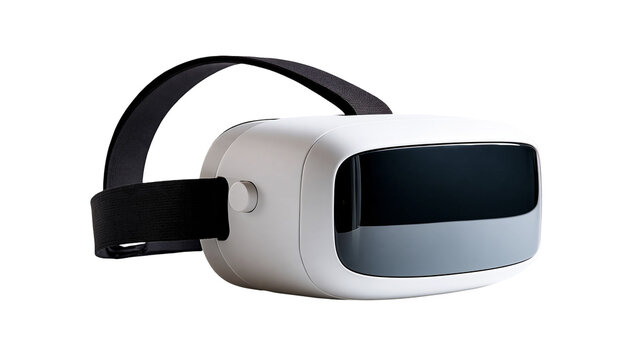 Modern white virtual reality headset with black adjustable head strap