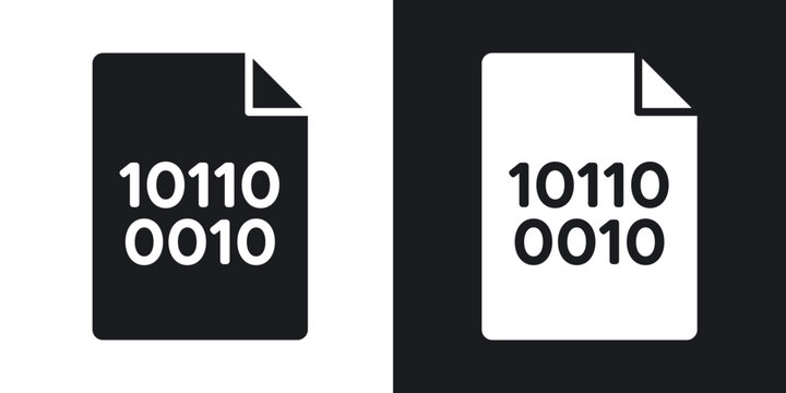 File Binary icon flat outline in black