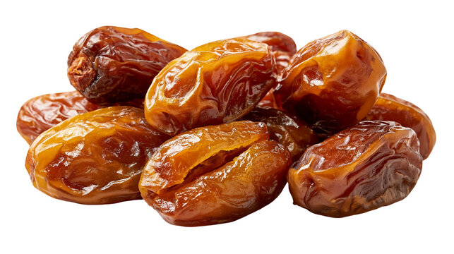 Heap of sweet dried brown date fruits with wrinkled skin texture