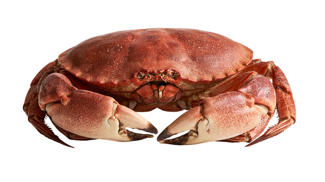 Large brown edible crab with heavy claws and textured shell