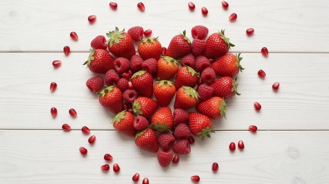 Healthy Food Heart Shape Beating Pulse - Berries Forming Heart Beating Loop