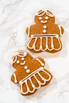 Decorating Gingerbread Girl Cookies with Royal Icing Designs