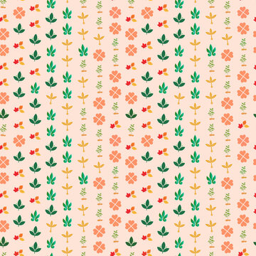 Stylized botanical pattern with leaves and clover shapes