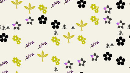 Stylized floral and leaf pattern with berries © nyiberangah