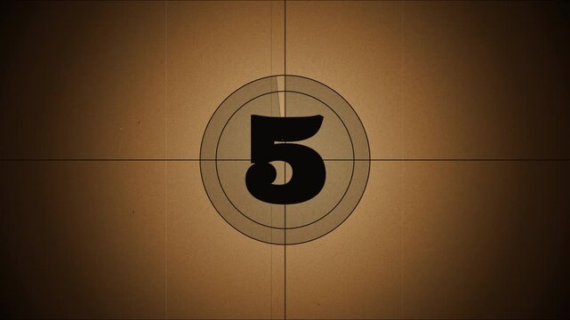 Vintage film countdown 10  to 1   animation with grain texture