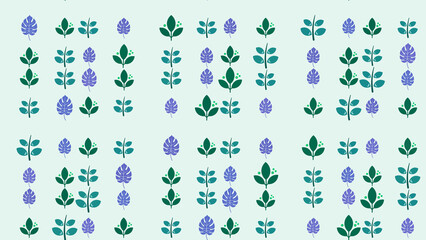 Fototapeta premium Pattern of stylized green and purple leaves
