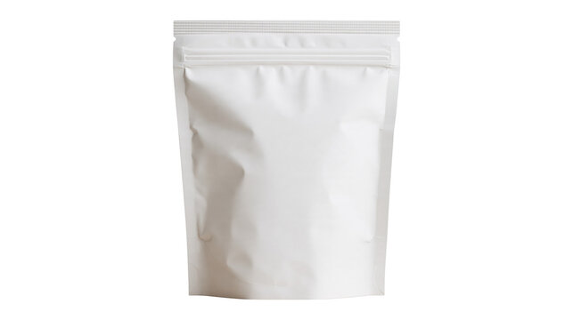 Blank white matte plastic stand up pouch with zipper seal