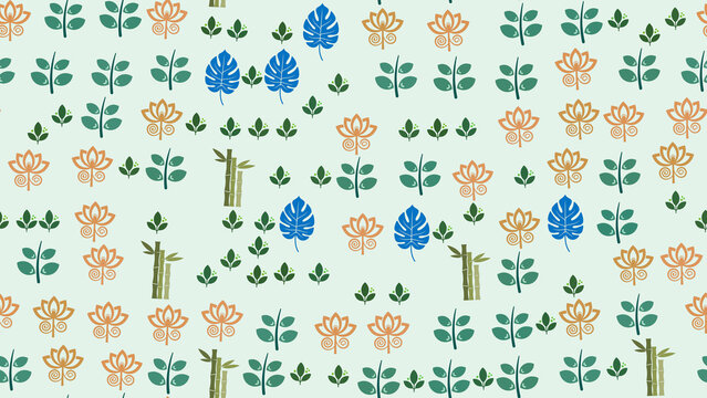 Stylized floral and bamboo pattern