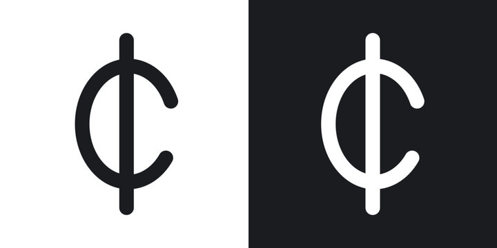 Cedi sign flat outline in black