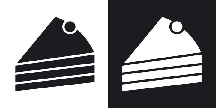 Cake-slice icon flat outline in black