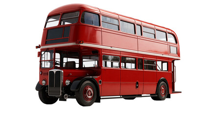 Vintage red double decker bus with large windows and black wheels © Thaddeus