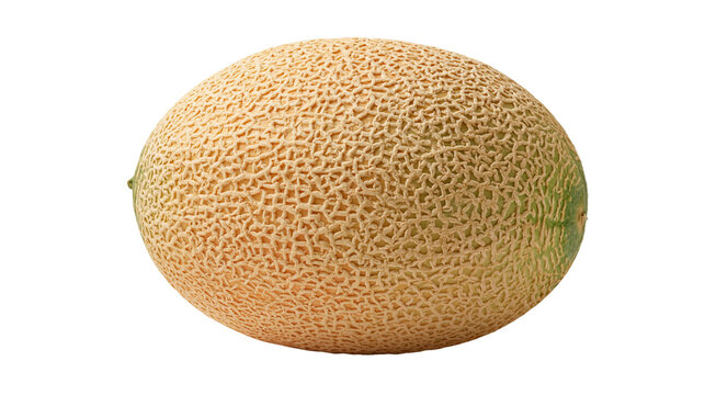 Whole ripe cantaloupe melon with textured netted rind