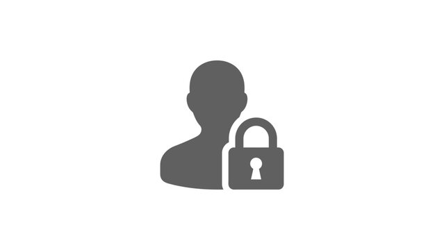 grey user profile padlock secure login account admin privacy password avatar security personal private member flat vector illustration single icon design