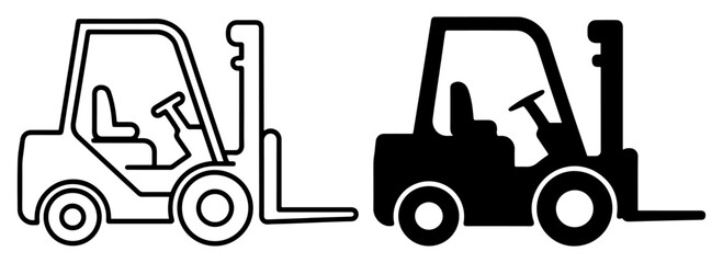 forklift truck icon set line solid style © graphenitix