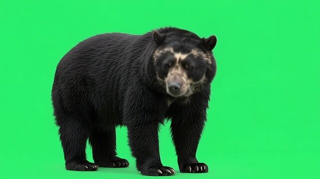 Tremarctos ornatus on green screen background.