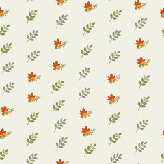 Fototapeta premium Autumn leaves and green leaves pattern