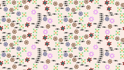 Seamless pattern of small floral motifs and decorative elements © Abraham