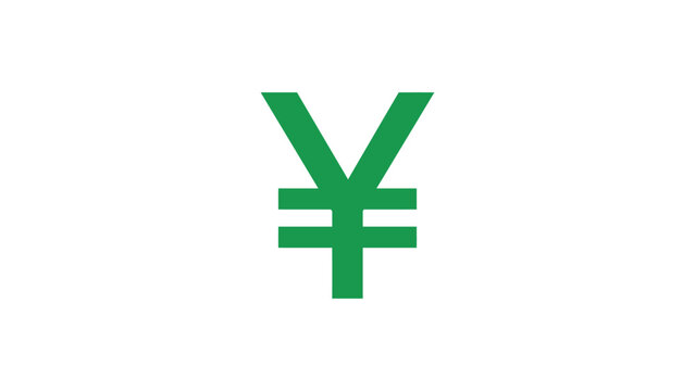 green yen yuan currency symbol sign money finance wealth investment banking economy asian cash exchange rates flat vector illustration single icon design
