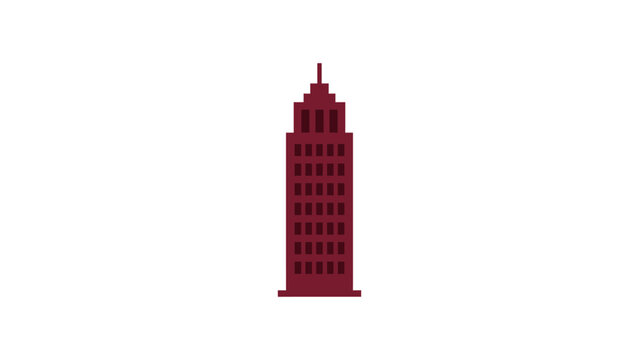 dark red skyscraper tall building city architecture urban tower office downtown metropolis exterior structure flat vector illustration single icon design