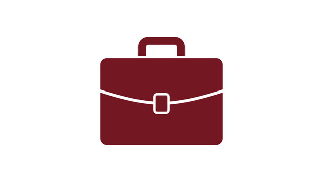 dark red briefcase portfolio business bag office document suitcase professional executive luggage job concept flat vector illustration single icon design