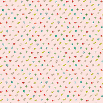 Small leaves and floral elements pattern