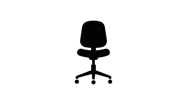 black office chair seat furniture ergonomic comfortable wheel desk workplace interior design studio equipment flat vector illustration single icon design