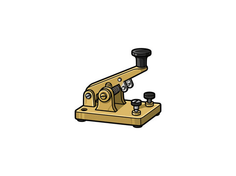 Gold And Black Morse Code Telegraph Key With Lever Spring Screws and Vintage Communication Equipment Details Vector Illustration
