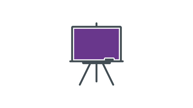 purple presentation board flipchart whiteboard seminar meeting conference training education display lessons flat vector illustration single icon design