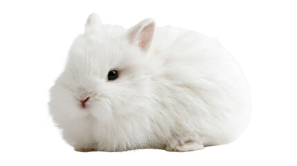 Fluffy white baby rabbit with soft fur and dark eyes © Sylas