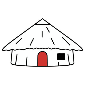 Simple thatched roof hut illustration