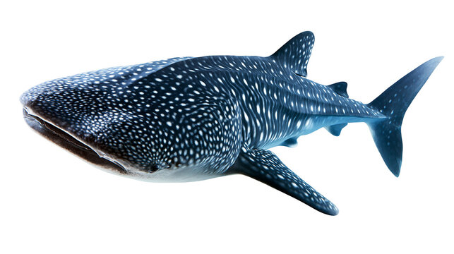 Large whale shark with white spotted pattern and dark blue skin