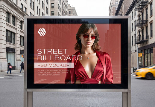 Horizontal Billboard in New York City Street Mockup