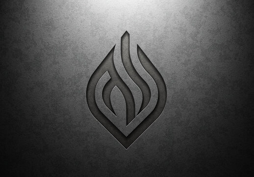 Engraved Logo Mockup On Textured Metal Surface
