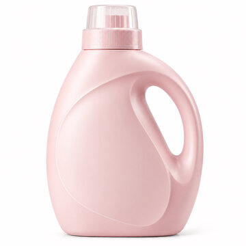 Pink plastic liquid laundry detergent bottle