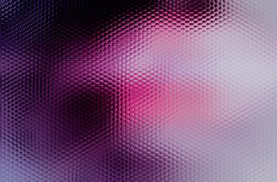 The abstract background shows a purple hexagonal glass texture