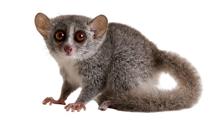 Small grey mouse lemur with large brown eyes and fluffy fur © Rowan