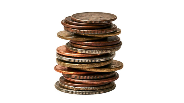 Stacked weathered copper and bronze metal coins