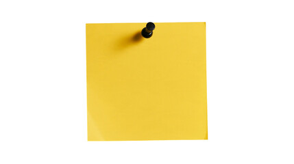 Bright yellow square sticky note paper attached with a black push pin © Rowan