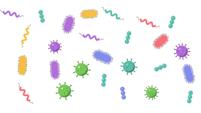 Colorful germs, bacteria and virus pattern